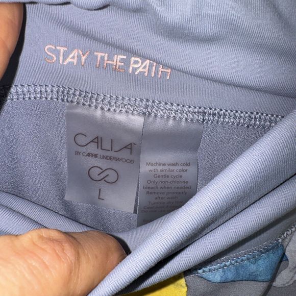 CALIA‎ Womens Printed Petal Hem Stretch Performance Shorts L Gray Blue Yellow - Picture 5 of 6